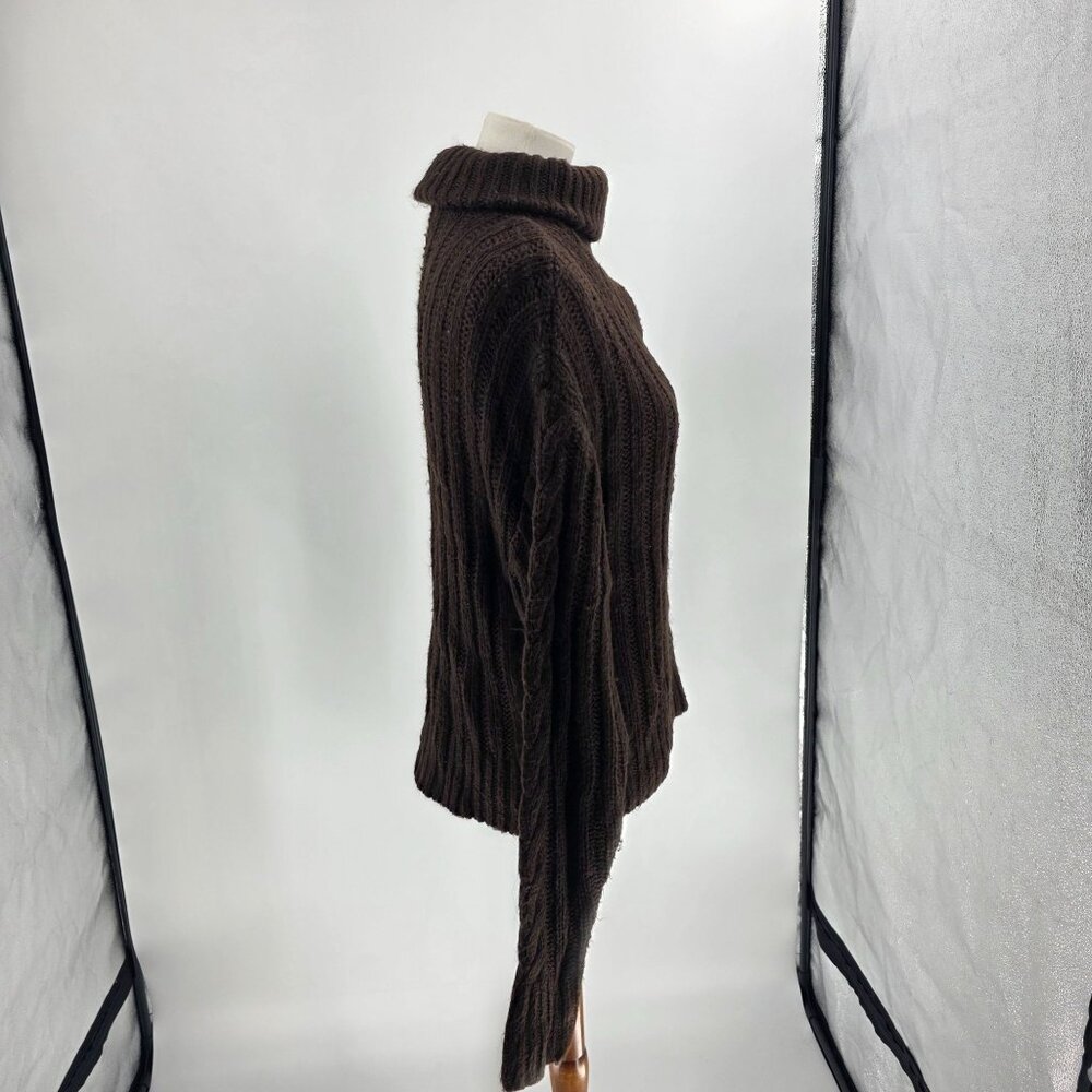 525 Brown Cable Knit Half-Zip Pullover Sweater,  Size S - Picture 4 of 13